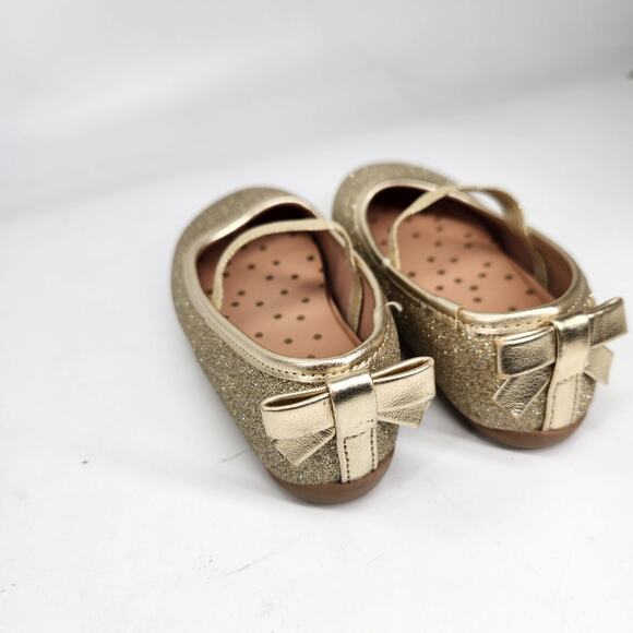 Wonder Nation Glittered Sparkling Gold Ballet Flat Shoes Bow Toddler US 6 EU 22 - Picture 3 of 6